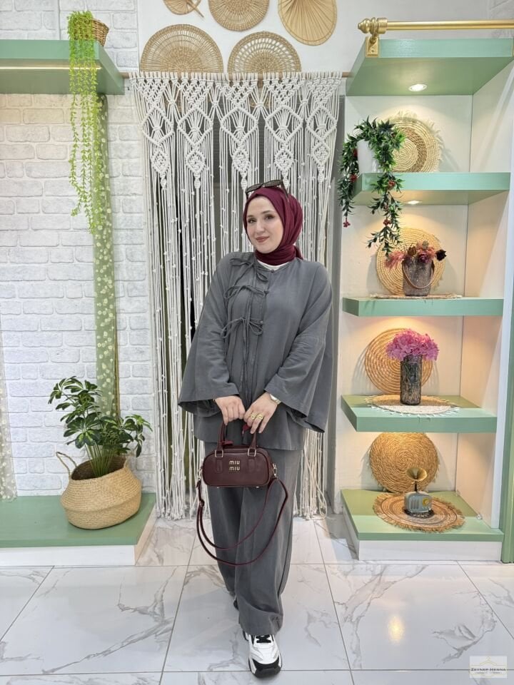 Fiona Antrasit Kimono Takım