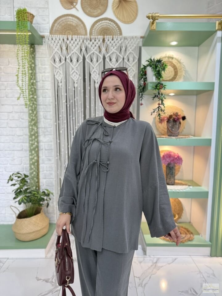 Fiona Antrasit Kimono Takım