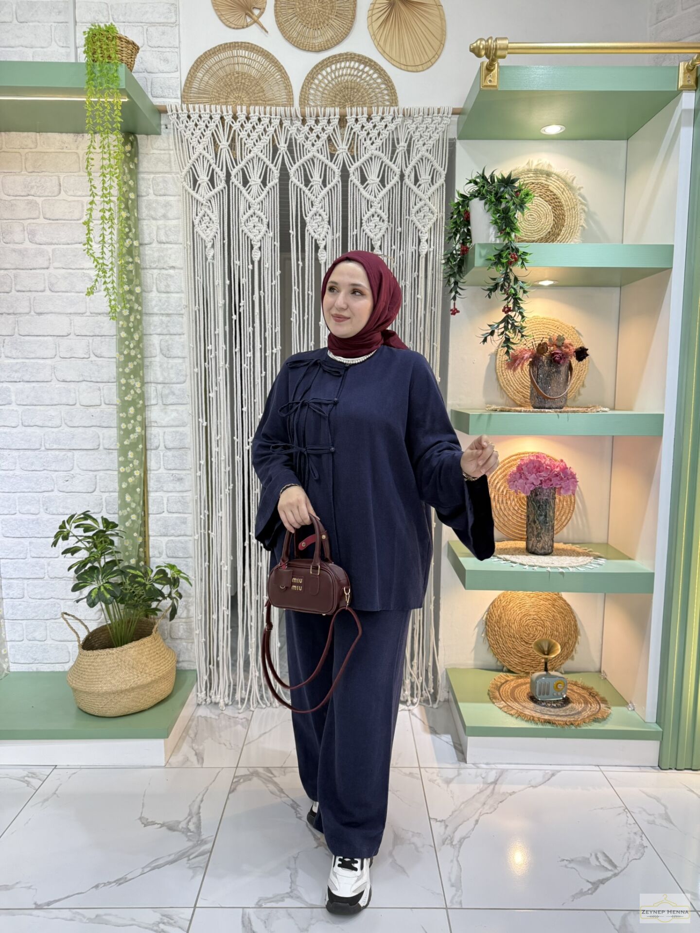 Fiona Lacivert Kimono Takım