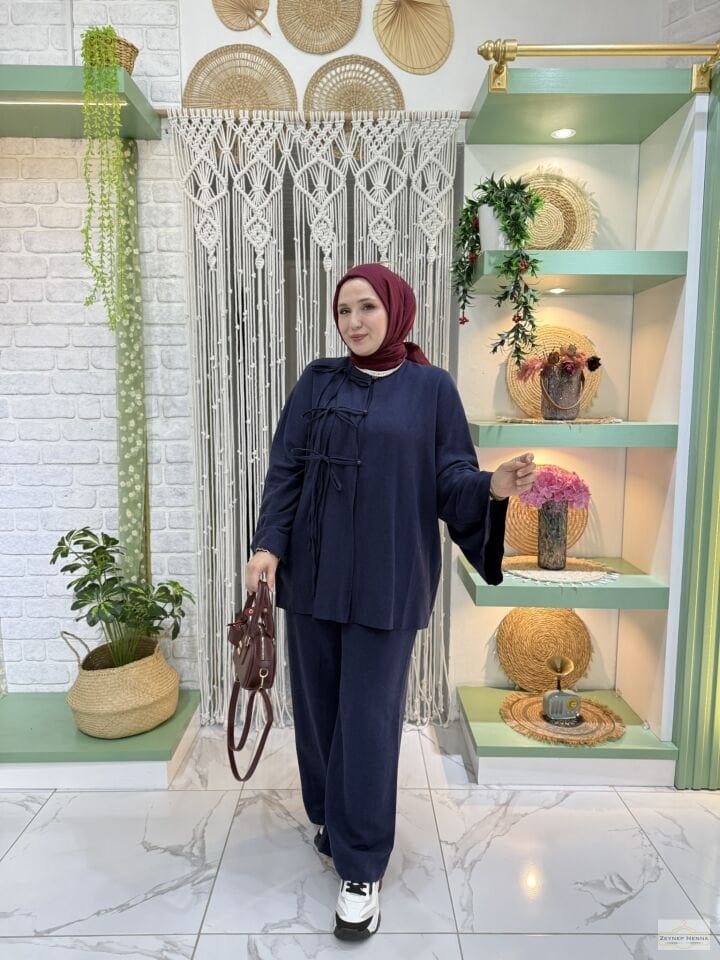 Fiona Lacivert Kimono Takım
