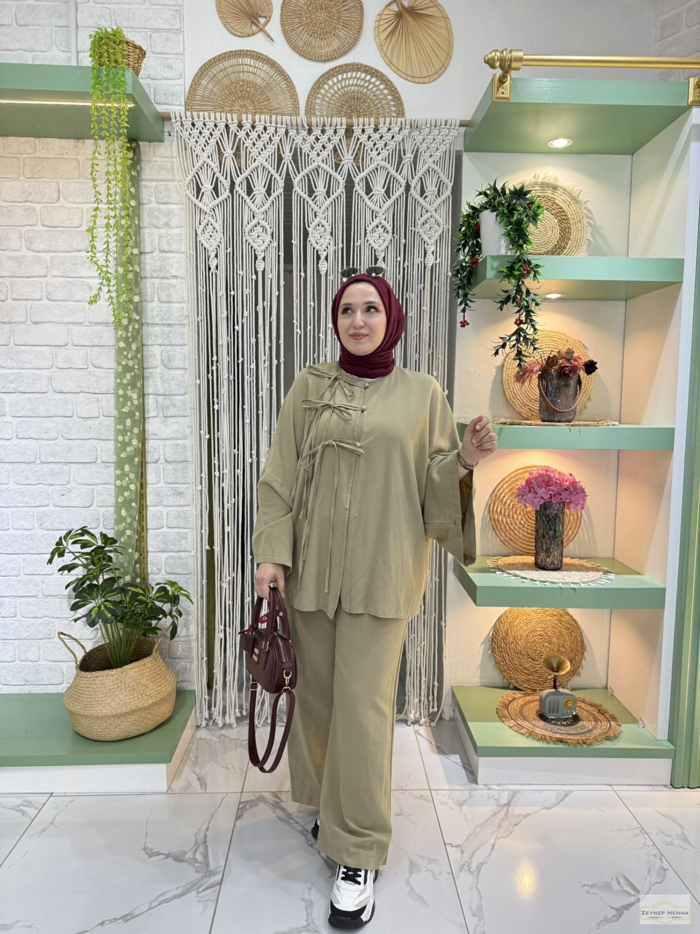 Fiona Açık Haki Kimono Takım