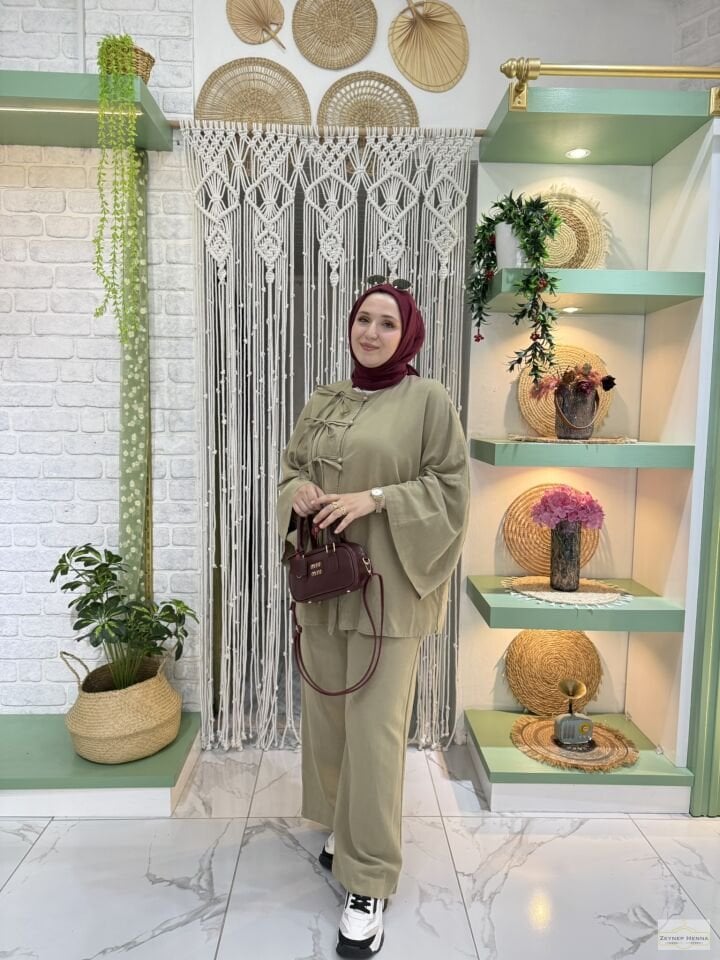 Fiona Açık Haki Kimono Takım