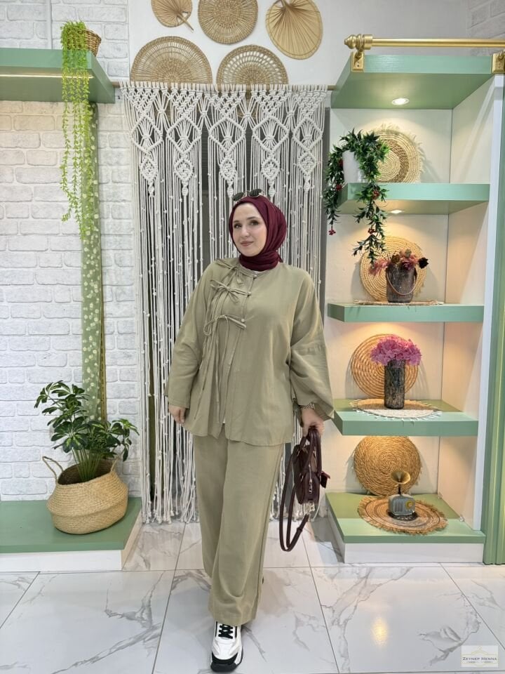 Fiona Açık Haki Kimono Takım