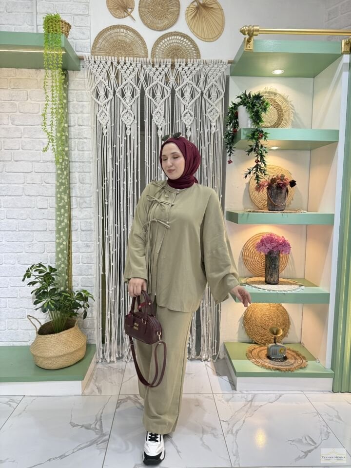Fiona Açık Haki Kimono Takım