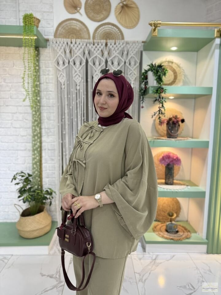Fiona Açık Haki Kimono Takım