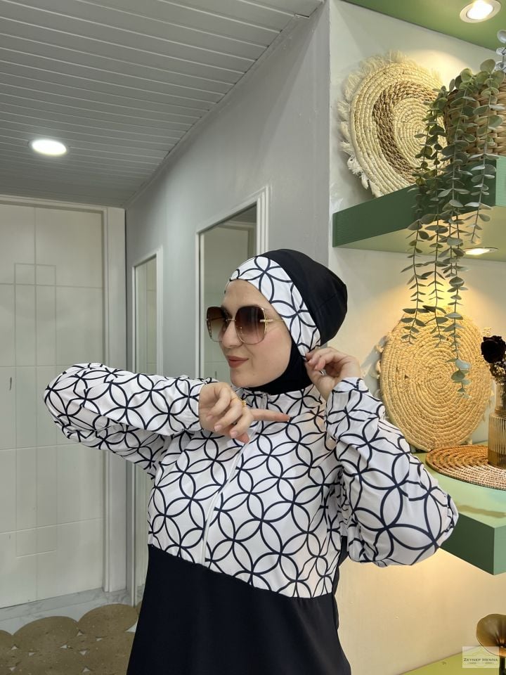 Geometrik Desen Lacivert Haşema