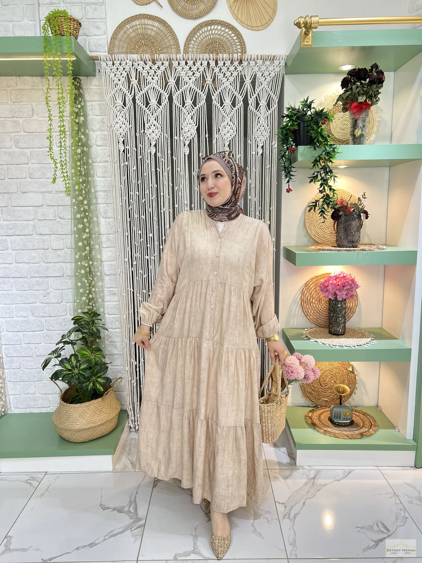 Batik Tensel Camel Elbise