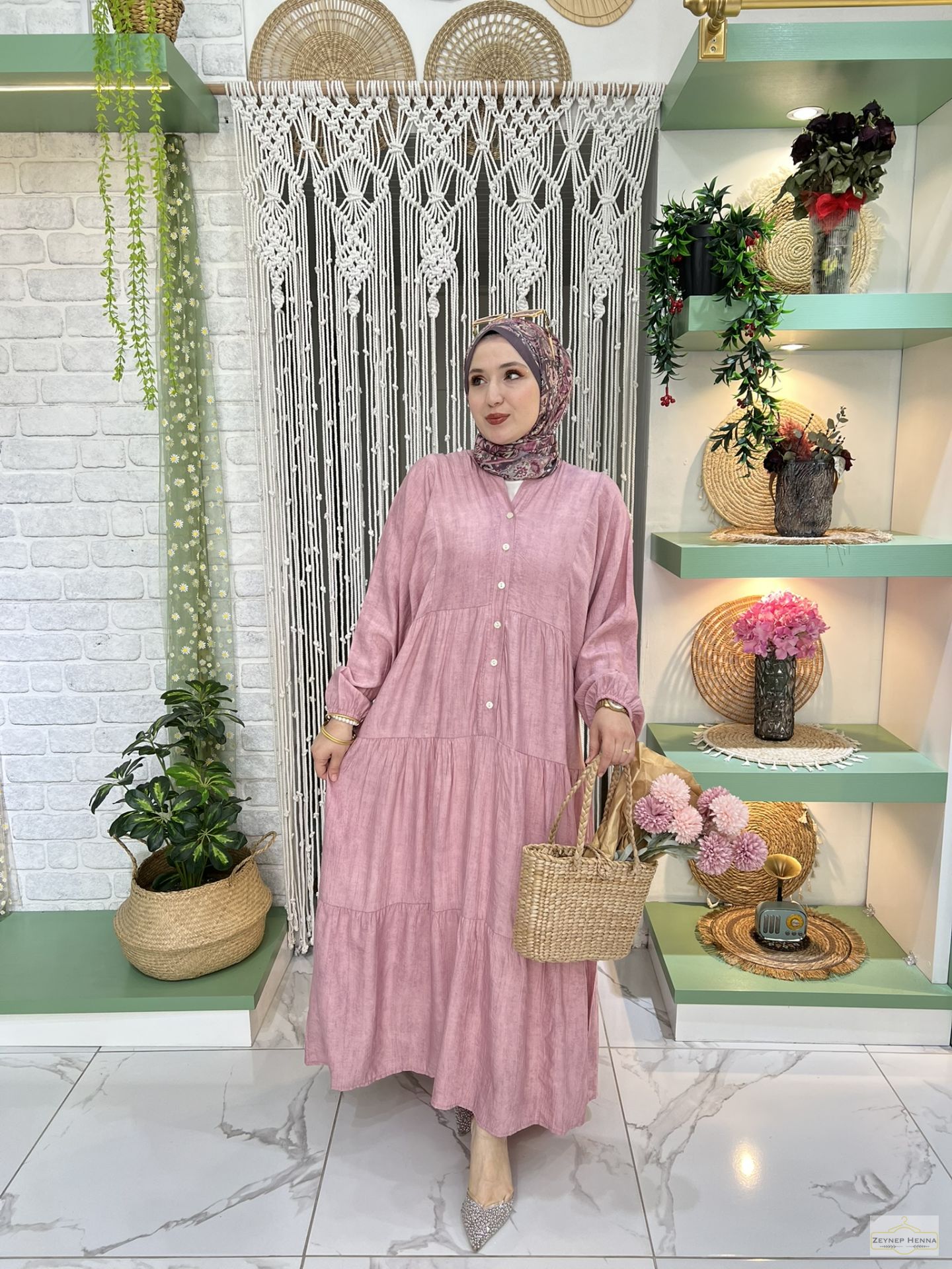 Batik Tensel Şeker Pembe Elbise