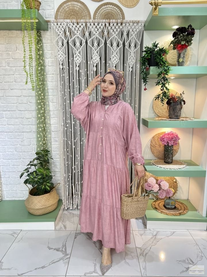 Batik Tensel Şeker Pembe Elbise