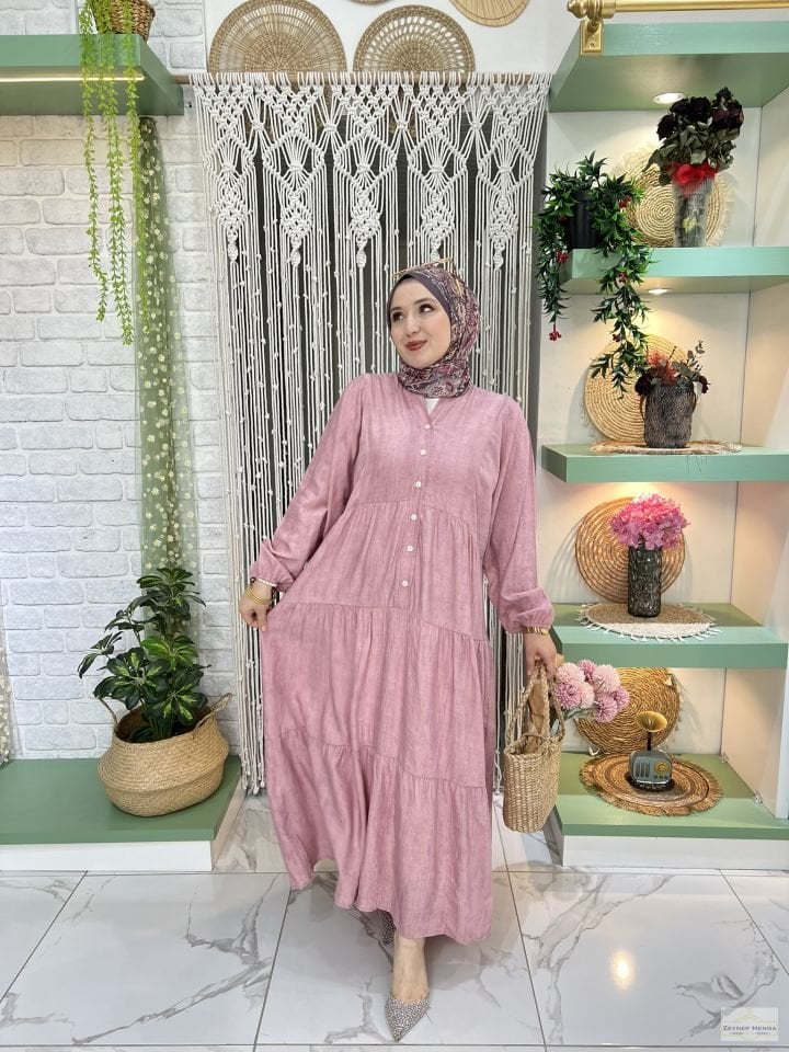 Batik Tensel Şeker Pembe Elbise