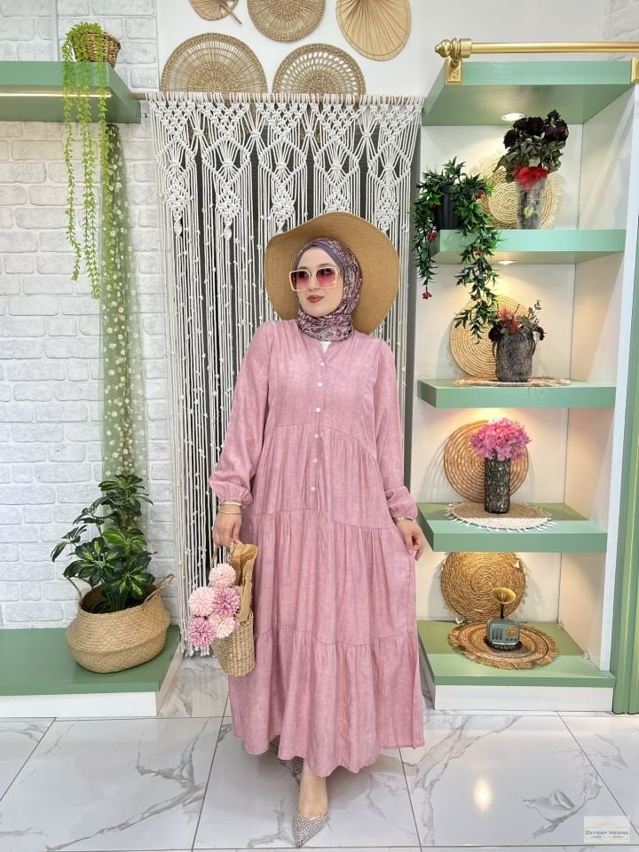 Batik Tensel Şeker Pembe Elbise