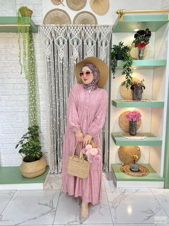 Batik Tensel Şeker Pembe Elbise