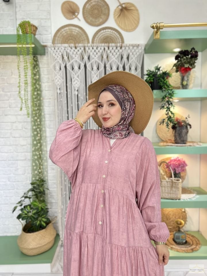 Batik Tensel Şeker Pembe Elbise