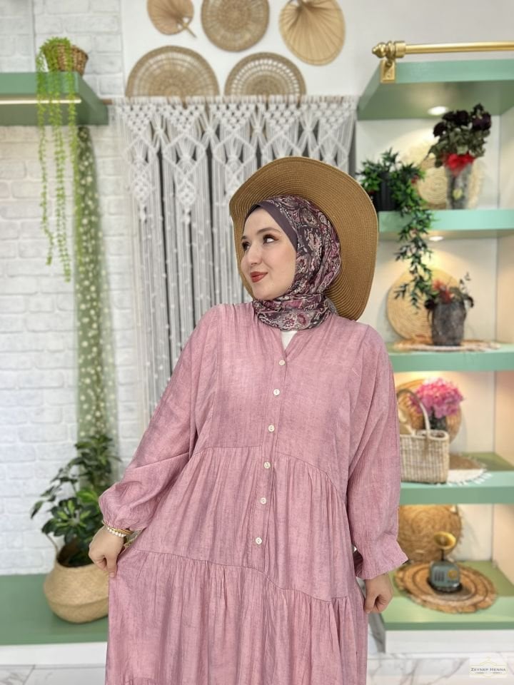 Batik Tensel Şeker Pembe Elbise