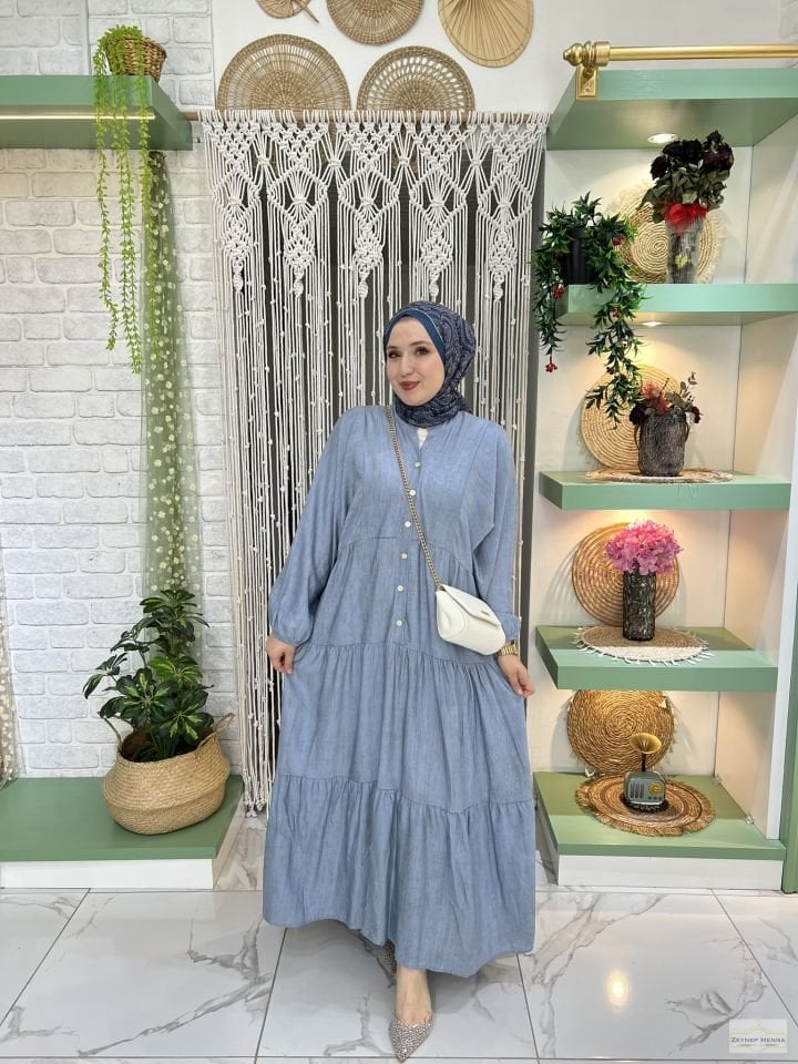 Batik Tensel Bebe Mavisi Elbise