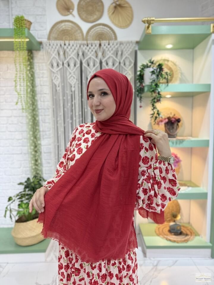 Aya Kırmızı Pamuk Şal