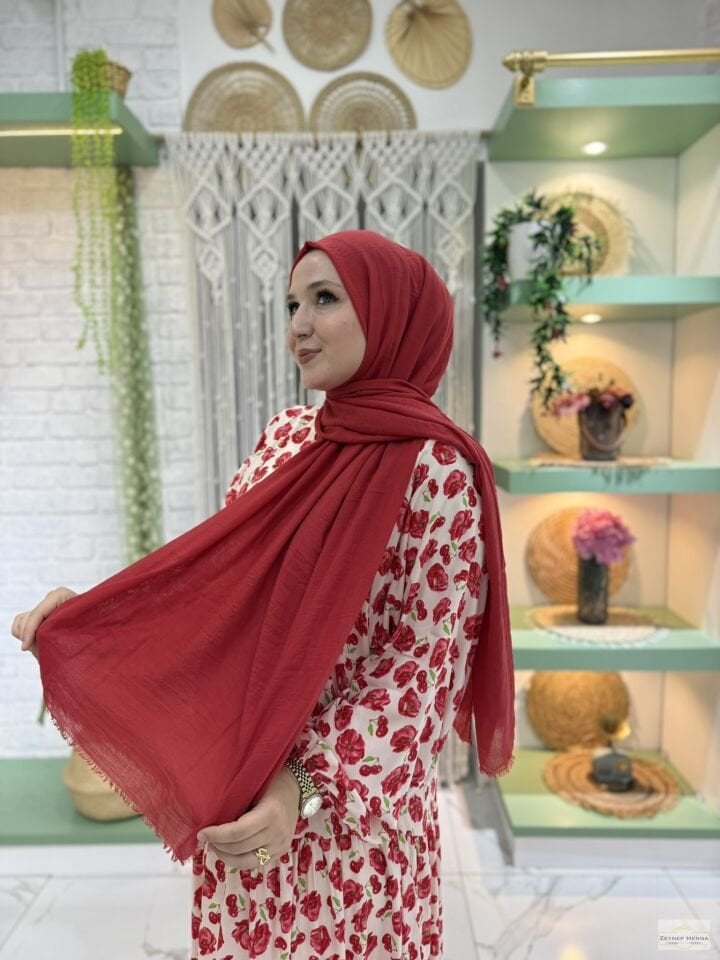 Aya Kırmızı Pamuk Şal