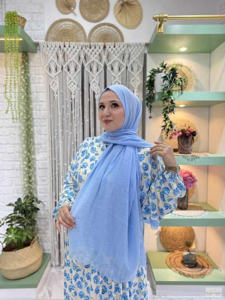 Aya Bebe Mavi Pamuk Şal