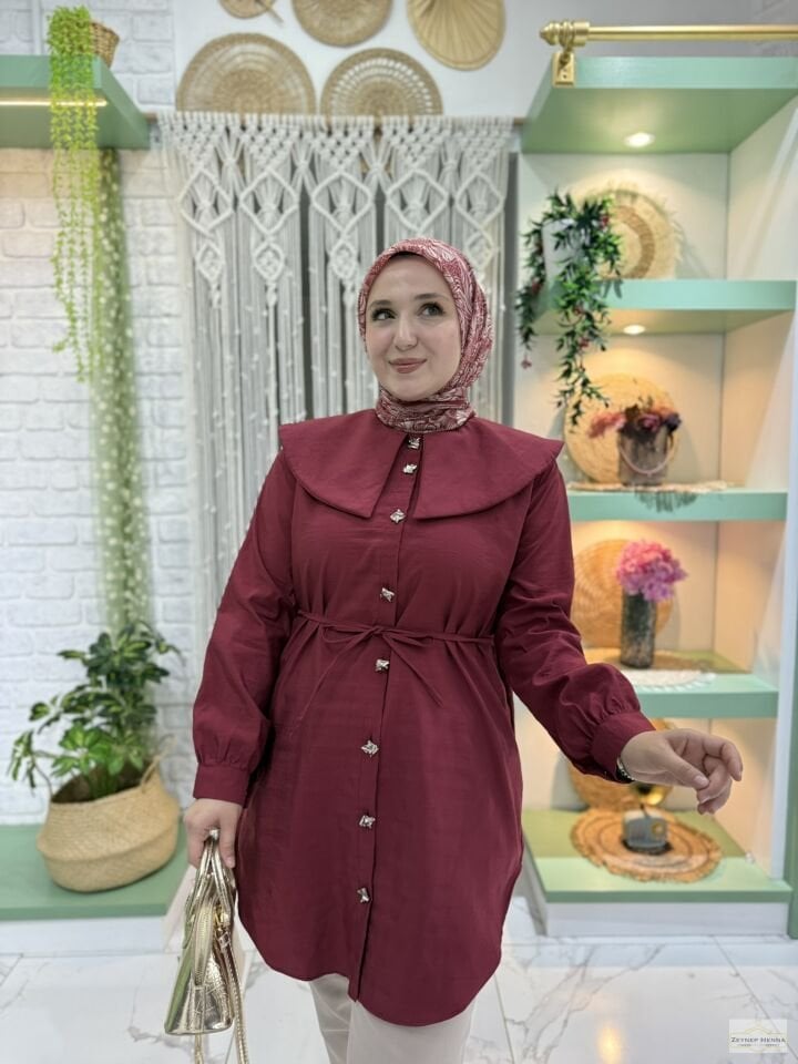 Bebe Yaka Bordo Gömlek