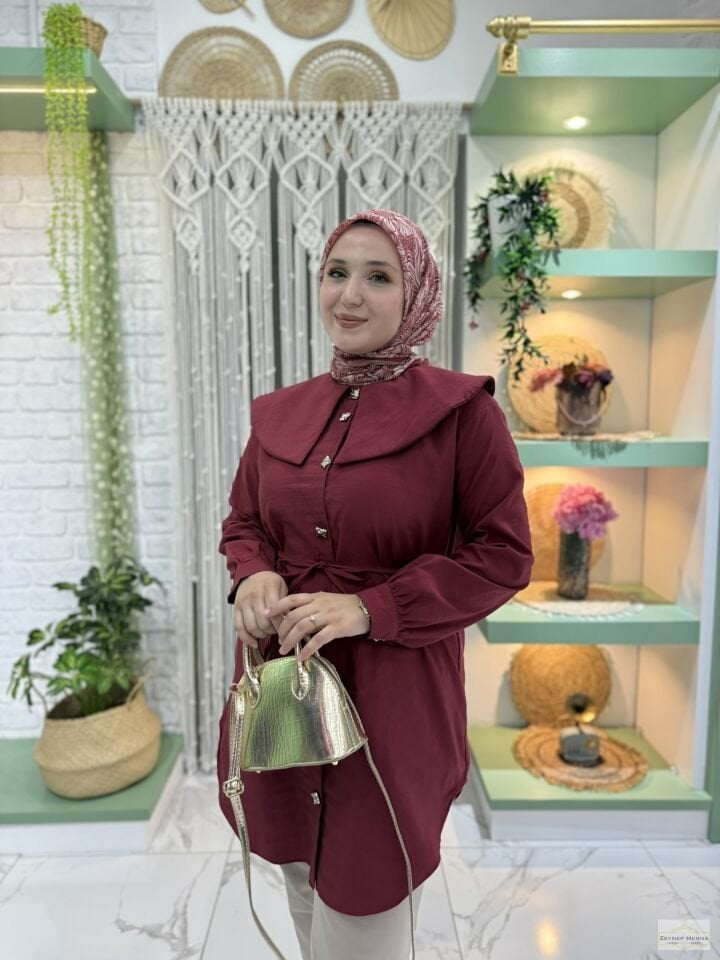 Bebe Yaka Bordo Gömlek