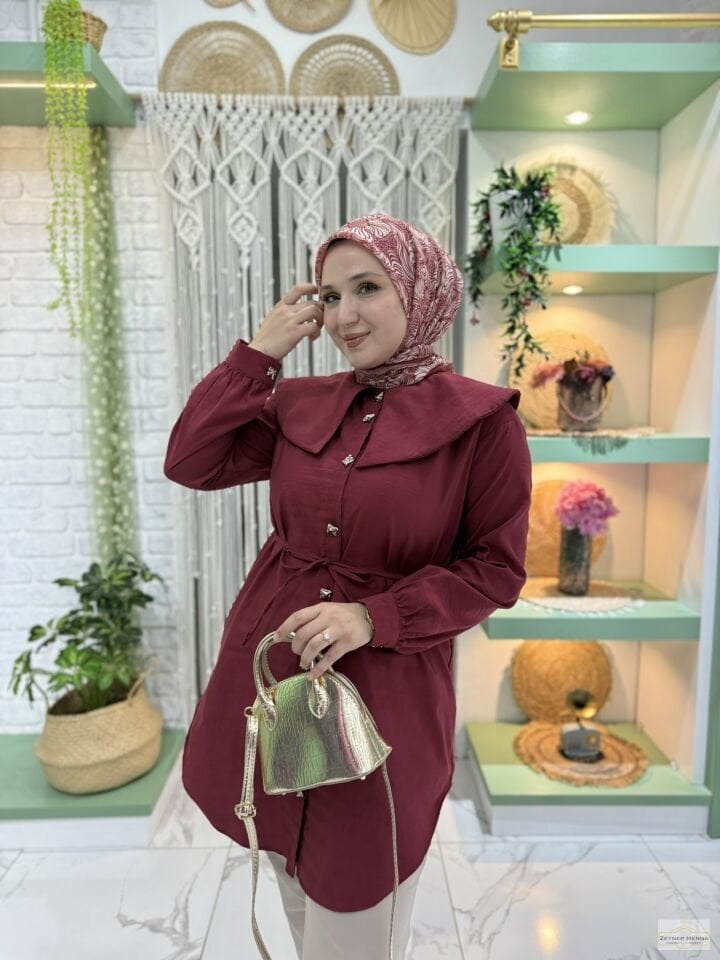 Bebe Yaka Bordo Gömlek