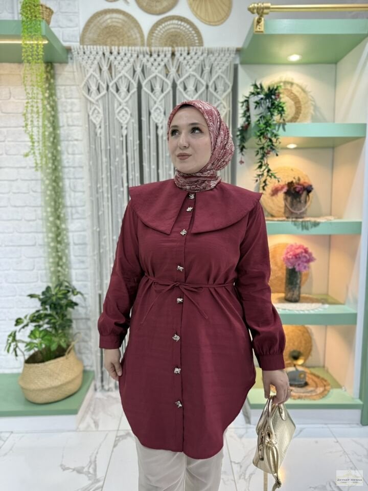 Bebe Yaka Bordo Gömlek
