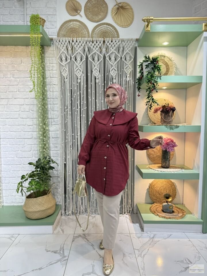 Bebe Yaka Bordo Gömlek