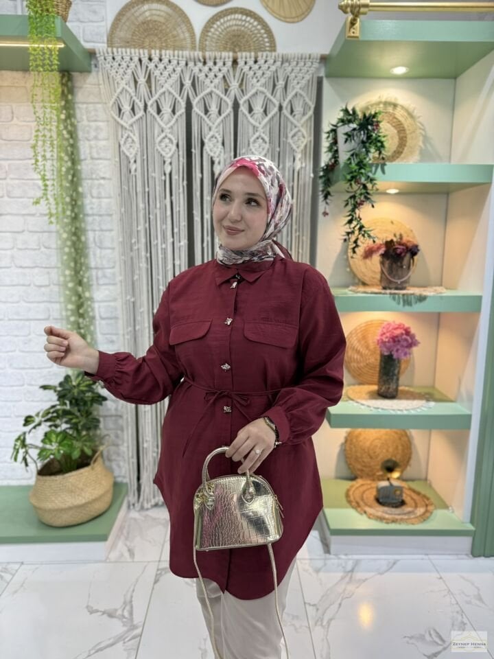 Gömlek Yaka Bordo Gömlek